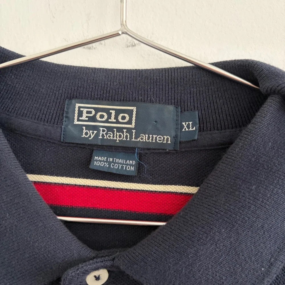 Polo Ralph Lauren Mens XL Long Sleeve Striped Rugby Shirt Navy Red White